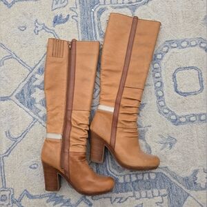 2010s Seychelles Blonde Leather Tan High Heel Knee Boots Sz10